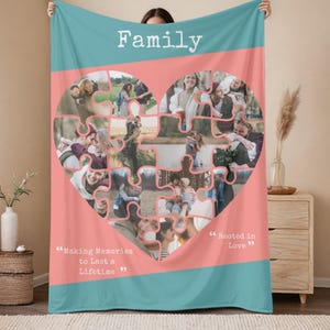 Personalized Photo Blanket, Photo Blanket With Text, Memorial Blanket, Anniversary Gift, Family Memory Keepsake Gift, Couples Throw Blanket