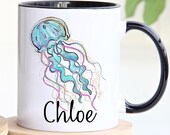 Jellyfish Mug, Jellyfish Gift, Jellyfish Coffee Cup, Personalized Jellyfish Gift For Her, Sea Creatures, Ocean Life, Water Lover, Oceanic