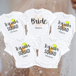 Bachelorette Party Shirts, Custom Bridesmaid Gifts, Bachelorette Party Favors, Tequila Squad, Engagement Gifts, Bride Shirt, Bridesmaids