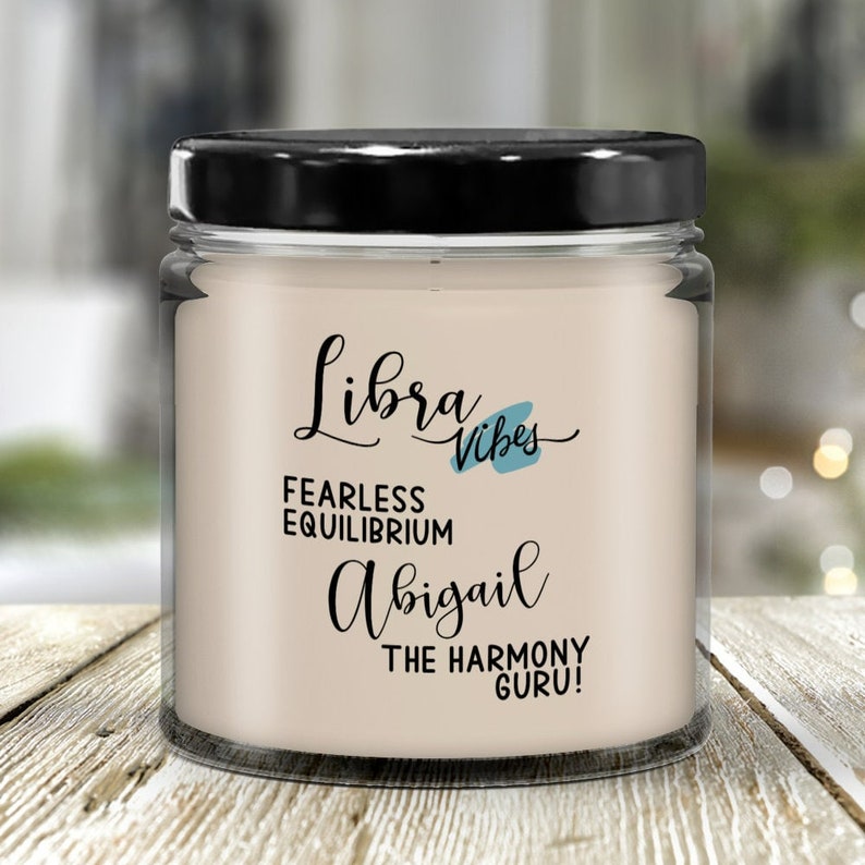 Zodiac Star Sign Vanilla Soy Candle Personalized Libra Star image 1