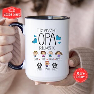 This Amazing Opa Mug Personalized Opa Mug With Names For Fathers Day Custom Grandfather Cup with GrandKids And Pet Names Opa Birthday 001690