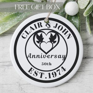 50th Wedding Anniversary Ornament Personalized, Custom Anniversary Ornament, Husband Wife Wedding Anniversary Keepsake, Golden Anniversary