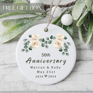 50th Wedding Anniversary Gift, Personalized 50th Wedding Anniversary Parents, Golden Anniversary Floral Ornament, Married 50 Years Wife Gift