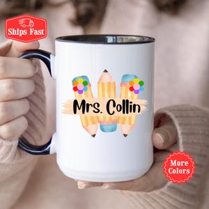 Teacher Appreciation Gift, Personalized Teacher Thank you Coffee Cup from Students, Back To School Gift For Teacher, Pencils Teacher Mug