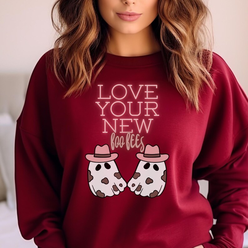 Love Your New Boo Bees Halloween Western Sweatshirt, Breast Cancer
