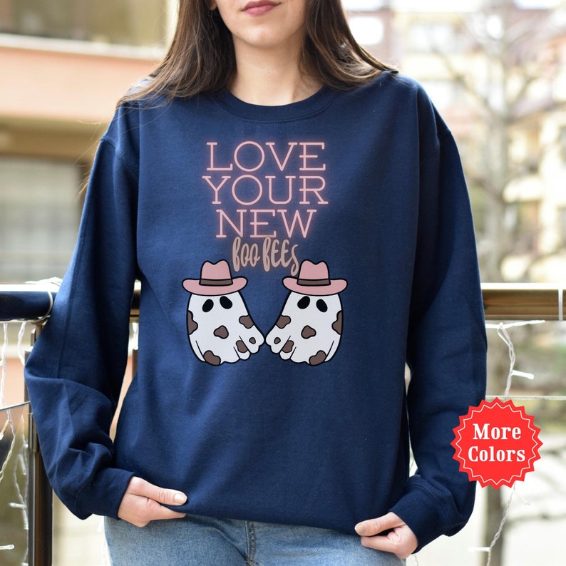Love Your New Boo Bees Halloween Western Sweatshirt, Breast Cancer