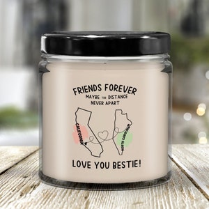 Custom Friendship Candle, Friends Forever Long Distance Candle, Best Friends Candle, Friends Moving Away Gift, Personalized US States Gift