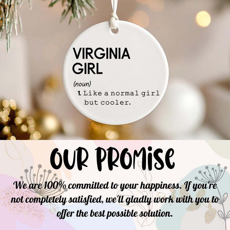 Virginia Girl Definition Ornament, State of Virginia Ornament, Virginia