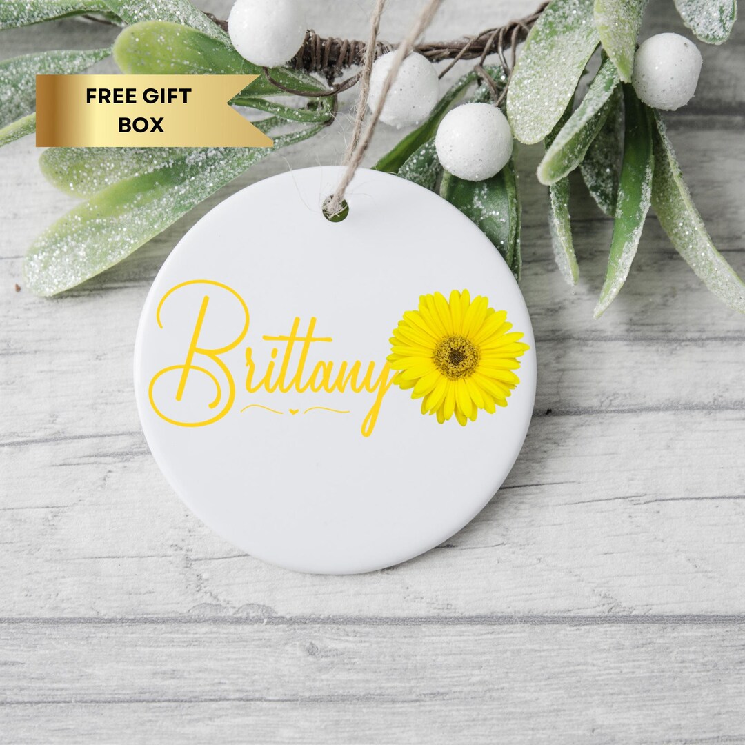 Daisy Ornament, Daisy Name Gift, Personalized Flower Ornament, Gerbera