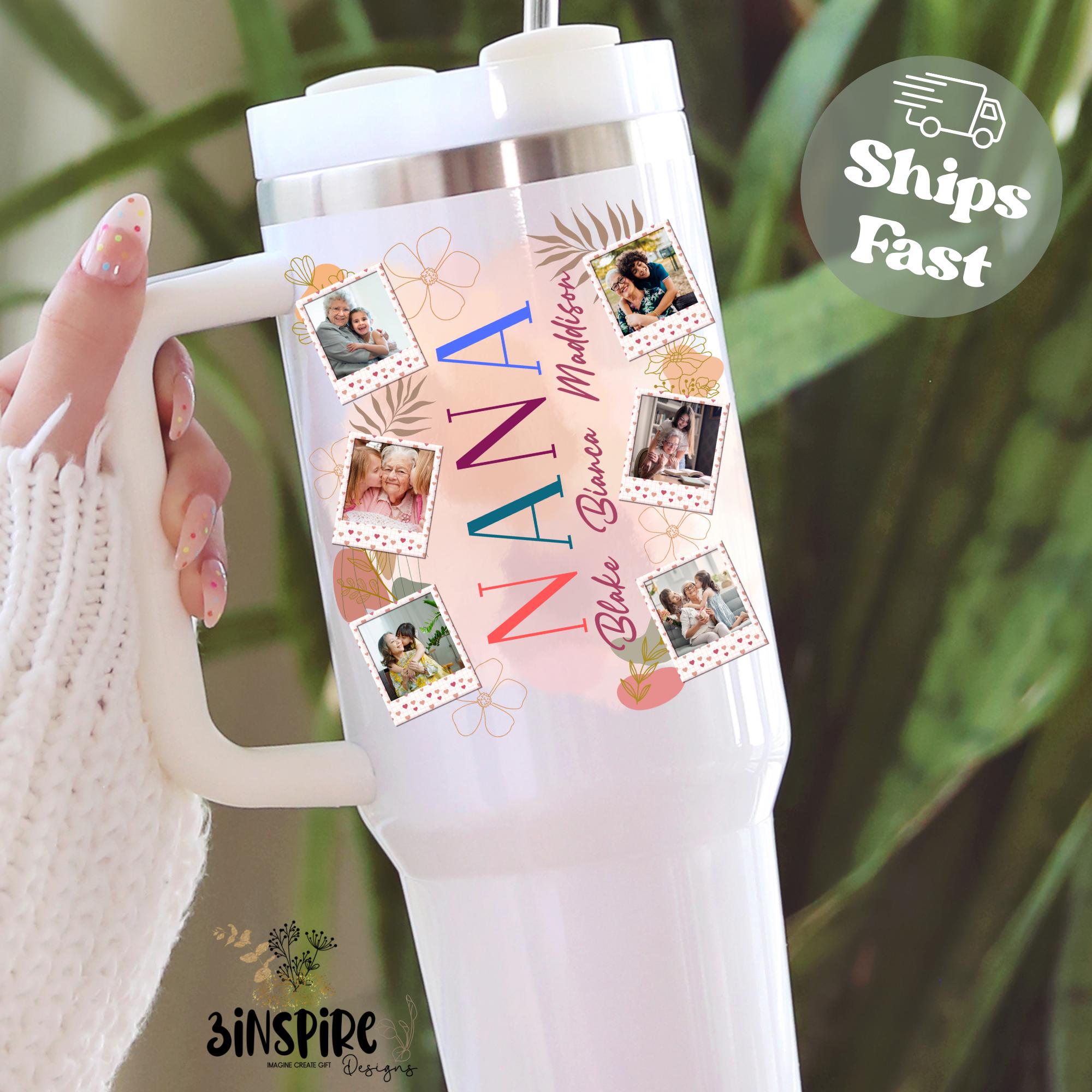 Nana Photo Tumbler 40oz With Names, Custom Nana Tumbler With