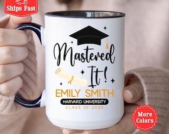 Anpassad examensmugg, personlig examensgåva till honom och henne, behärskar det 2026, kaffekopp, present till universitetsstudent, MBA-examensgåva