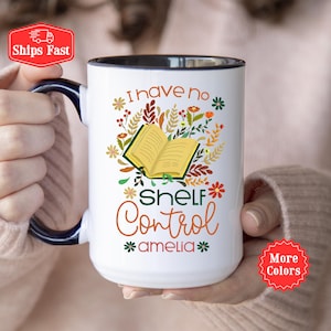 Custom Book Lover Mug, Personalized Bookworm Coffee Mug with Name, Librarian Mug, Floral Bookish Cup, Gift For Reader, Book Reader Mug Gift