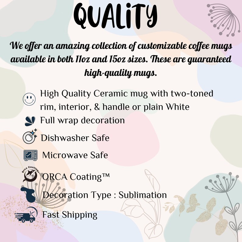 Puede incluir: Una taza de caf&eacute; de cer&aacute;mica blanca con un borde, interior y asa de dos tonos. La taza est&aacute; disponible en tama&ntilde;os de 11oz y 15oz y presenta una decoraci&oacute;n de envoltura completa. Es apta para lavavajillas y microondas y tiene un revestimiento ORCA. La taza est&aacute; hecha con decoraci&oacute;n de sublimaci&oacute;n y ofrece env&iacute;o r&aacute;pido.