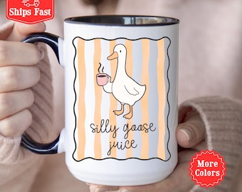 Silly Goose Juice Coffee Mug, Custom Goose Lover Mug, Funny Goose Cup. Funny Cartoon Goose Mug, Cute Animal Mug, Cute Goose Cup 001397