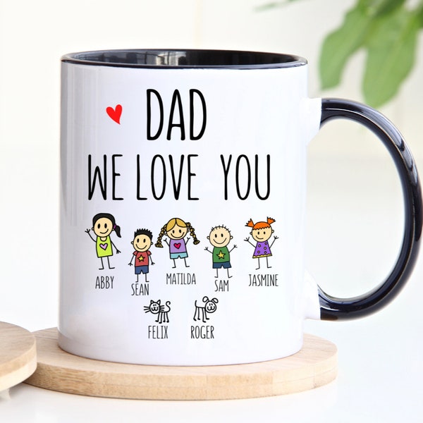 Custom Dad Mug, Dad Gift From Children, Dad Mug With Kids Names, Personalized Fathers Day Mug, Dad Birthday Christmas Gift, Fathers Day Gift