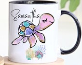 Sea Turtle Mug, Personalized Sea Turtle Coffee Cup, Sea Turtle Gift For Women and Girls, Sea Turtle Gifts, Sea Turtle Decor, Gifts For Her