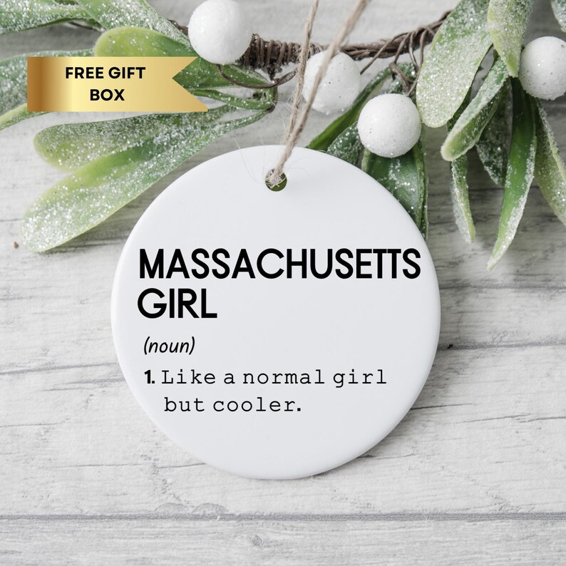 Massachusetts Girl Definition Ornament, State of Massachusetts Ornament