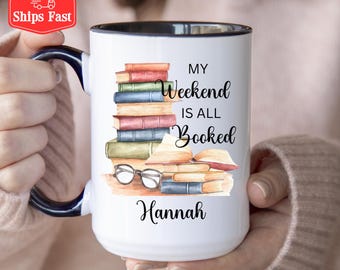 Personalized Book Lover Mug, Reader Coffee Cup Bibliophile Mug Librarian Appreciation Book Club Member, Custom Name Reader Cup Literary Gift