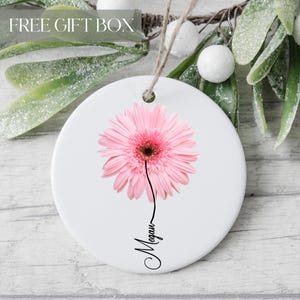 Gerbera Daisy Ornament, Personalized Ornament, Gerbera Gifts For Her, Flower Lover, Flower Keepsake, Flower Gifts, Custom Gerbera Decoration