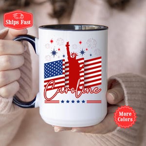 Personalized USA Independence Mug, Custom 4th of July Coffee Mug with Name, USA Patriotic Mug, US Independence Gift, 4th of July Gift Ideas