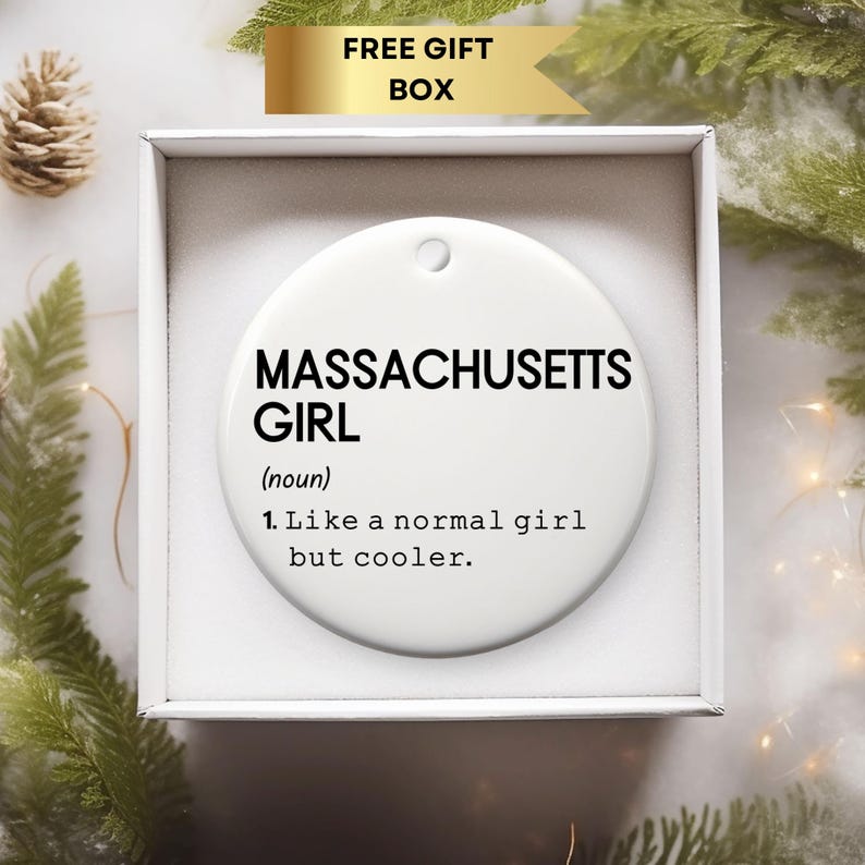 Massachusetts Girl Definition Ornament, State of Massachusetts Ornament