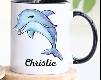 Dolphin Mug, Dolphin Mug With Name,  Personalized Dolphin Coffee Cup, Dolphin Gifts For Girls  and Women, Dolphin Theme, Orca Gifts For Her