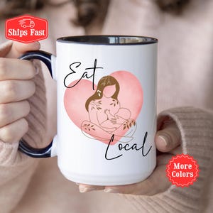 Mug d&#39;allaitement local, mug à café d&#39;allaitement drôle, cadeau de baby shower pour nouvelle maman, cadeau pour maman qui allaite, lait de maman, mug femme enceinte