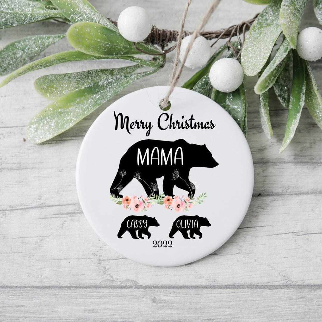 Personalized Mama Bear and Cub Name Ornament, Gift for Women, Mama Bear ...