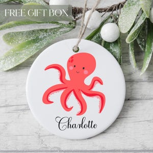 Red Octopus Ornament, Personalized Ornament, Octopus Gift, Octopus Gifts For Women, Wife Keepsake, Ocean Lover, Sea Creatures, Red Octopus