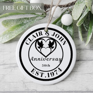 50th Wedding Anniversary Gift, Personalized 50th Wedding Anniversary Parents, Golden Anniversary Doves Heart Ornament, Married 50 Years Gift