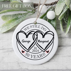50th Wedding Anniversary Gift, Personalized 50th Wedding Anniversary Parents, Golden Anniversary Heart Ornament, Married 50 Years Wife Gift