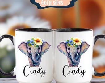 Personalisiert Elefant Tasse Mit Namen – Für Kinder & Erwachsene, 330 Ml, Keramik, Süßes Design