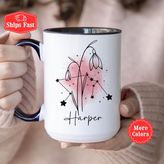 Aquarius Mug, Aquarius Gifts, Aquarius Coffee Cup, Personalized Aquarius  Constellation Star Sign Mug With Name and Birth Flower, Birthday - Etsy