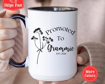 Promoted to Grammie Est Mug Floral New Grammie Coffee Mug First Time Grandma Gift Pregnancy Announcement Grandma Mothers Day Presents 001581