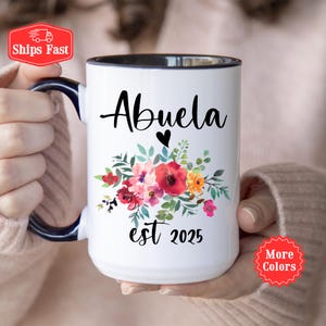 Abuela Gift, Personalized Abuela Coffee Mug, Promoted to Abuela, First Time Abuela, Grandma To Be, Floral Pregnancy Announcement Git For Her