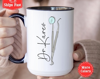 Personlized Dentist Mug with Name, Custom Dentist Coffee Cup, Dentist Gift, Dental Assistant Gift, Dental Hygienist Gifts Dental Grad Gift