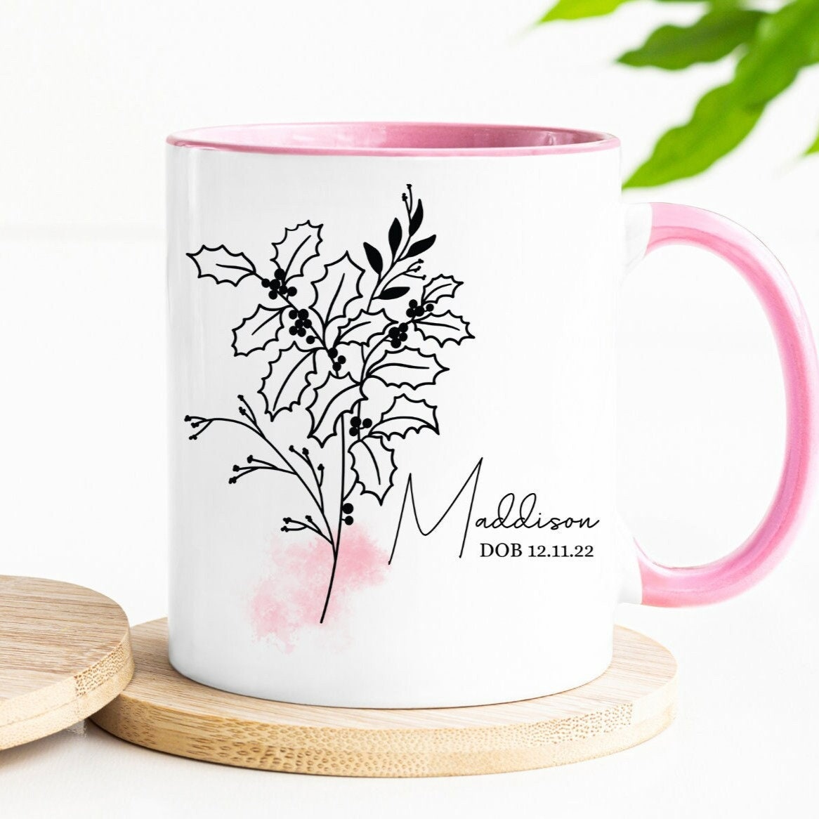 Iced Coffee Glass Cup with Personalized Birth Month Flower and Name - Gift for Her Birthday, Mothers Day Gift, Bridesmaid Gift Ideas from BluChi