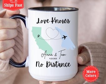 Long Distance Gift, Personalized Long Distance Relationship Gift Boyfriend Coffee Mug, Custom Two States Mug, State To State Mug, Going Away