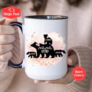 Mama Bear Mug, Mama Bear With Cubs Coffee Mug, Personalized Bear Family Cup,  Custom Mom Mug, Mom Birthday Mother&#39;s Day Gift From Kids