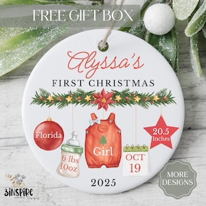 Baby’s First Christmas Ornament, Newborn Baby Stats Ornament, Baby Name Christmas Ornament, New Baby Ornament, Baby Girl or Boy Keepsake