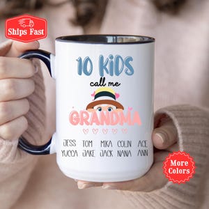 Grandma Gift, Grandma With Grandchildren&#39;s Names Mug, Personalized Grandma Gigi Mimi Nana Coffee Mug With Names, Grandparent Mother&#39;s Day