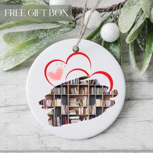 Love Reading Christmas Ornament, BookLover Ornament, Reader Ornament,  Librarian Keepsake,  Bookworm Decoration, English Teacher Ornament