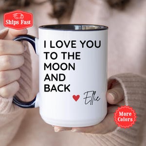 Caneca "Eu te amo até a lua e de volta", presente romântico para ele ou ela, aniversário, dia dos namorados, presente de aniversário, xícara de café fofa para casais"
