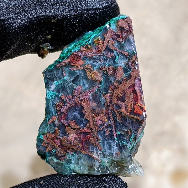 Esemplari - Lastre - Bellissima gemma di miscela di silice con crisocolla di rame nativo in 1 pietra - Può essere trasformata in gioielli o cabochon