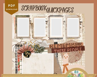 DIGITAL SCRAPBOOK Page - Winter Digital Scrapbook Layout - Pre-Made Shabby Vintage Quick Page Layout, Digital Page Layout, jpg png 12 x 12