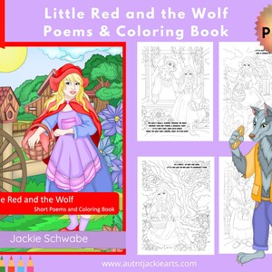 Little Red, Big Bad Wolf, Gedichte, Malbuch, Classic Stories Malbuch, Riding Hood Coloring, Coloring Bundle, for Teens, 30 Pages Bild 1