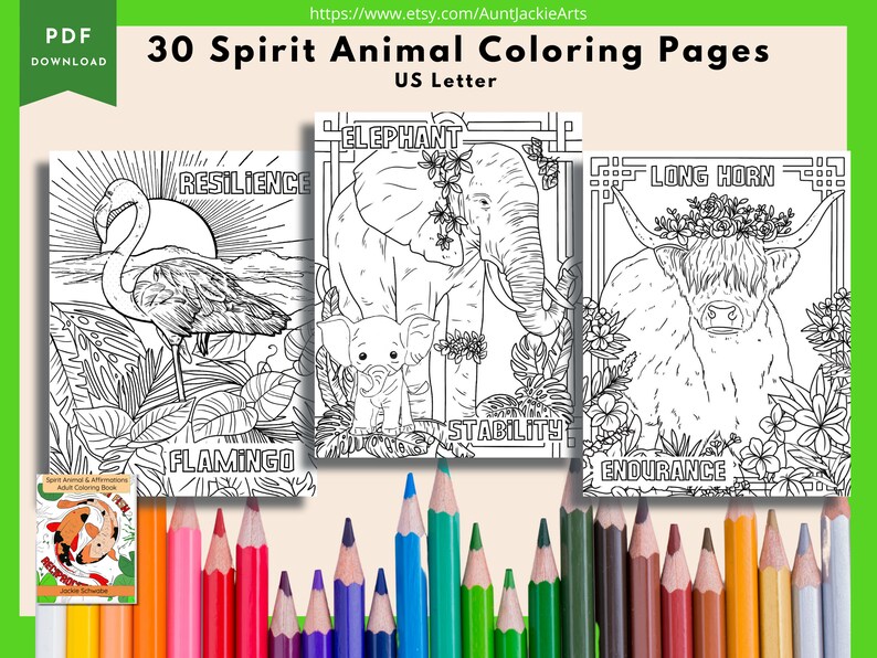 PRINTABLE COLORING Pages Spirit Animal Motivational & Affirmation ...