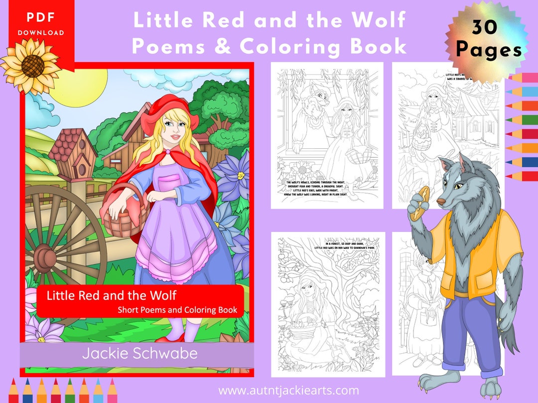 Little Red, Big Bad Wolf, Poems, Coloring Book , Classic Stories
