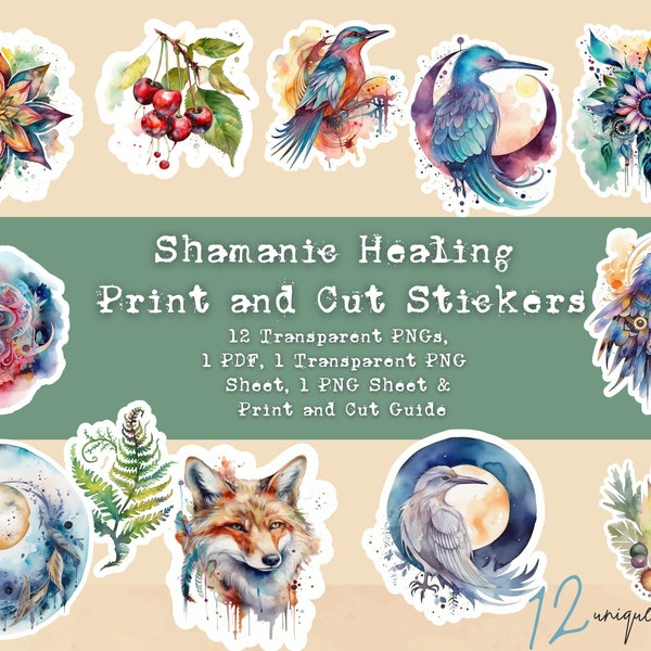 Shamanic Healing Stickers, Print and Cut Stickers, Shaman Stickers, Shamanic Tools, Self Care Stickers, Cute Sticker Sheet, Positive, Set 03