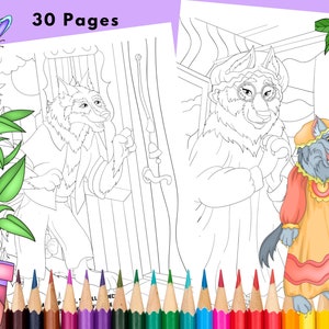 Little Red, Big Bad Wolf, Gedichte, Malbuch, Classic Stories Malbuch, Riding Hood Coloring, Coloring Bundle, for Teens, 30 Pages Bild 4